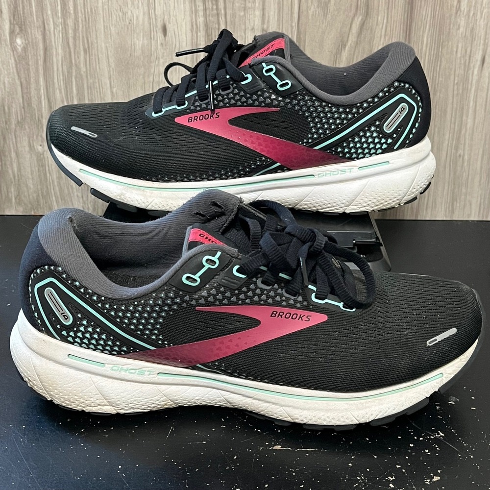 Brooks Ghost 14 1203561D013 Athletic Sneaker Women's 8D Black Mesh Running Sport